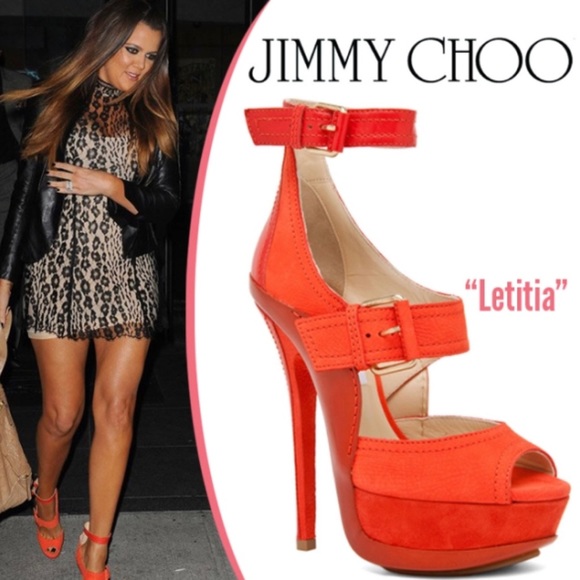 Jimmy Choo Shoes - Jimmy Choo Letitia NSZ Platform Stiletto Coral Nubuck Shiny Calf Size 40 US 10